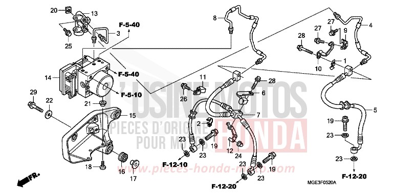 MODULATEUR ABS de VFR1200F DCT CANDY PROMINENCE RED (R342) 2010